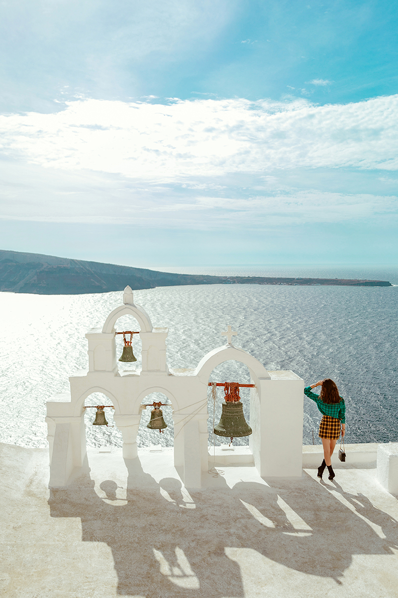 larisa costea,larisa costea blog, larisa costea style, larisa style, larisa in satorini, larisa in greece,oia,ia, santorini, greece,kikladed, cycladic islands, cycladic architecture, all white, white buildings, sea, ionic sea,mediteranean,fall outfit, autumn outfit, tartan,mixed prints, all tartan, tartan shirt, tartan skirt, teal green shirt, yellow and black skirt,missguided, besta look, besta, share your look platform, shop my look, balenciaga boots,jessica buurman boots,sock booties, lycra booties, booties, boots, black boots, ray ban sunglasses, vintage chanel, chanel bag, shopbop, what goes around nyc, what goes around comes around, greek church, bells, church bells,bell, cool look, streets style, daily outfit, what to wea,outfit inspiration, larisa costea fall outfits, agia ekaterini church, oia church, spectacular santorini pics, satorini view, caldera view, caldera, bigg hoop earrings, gold hoops