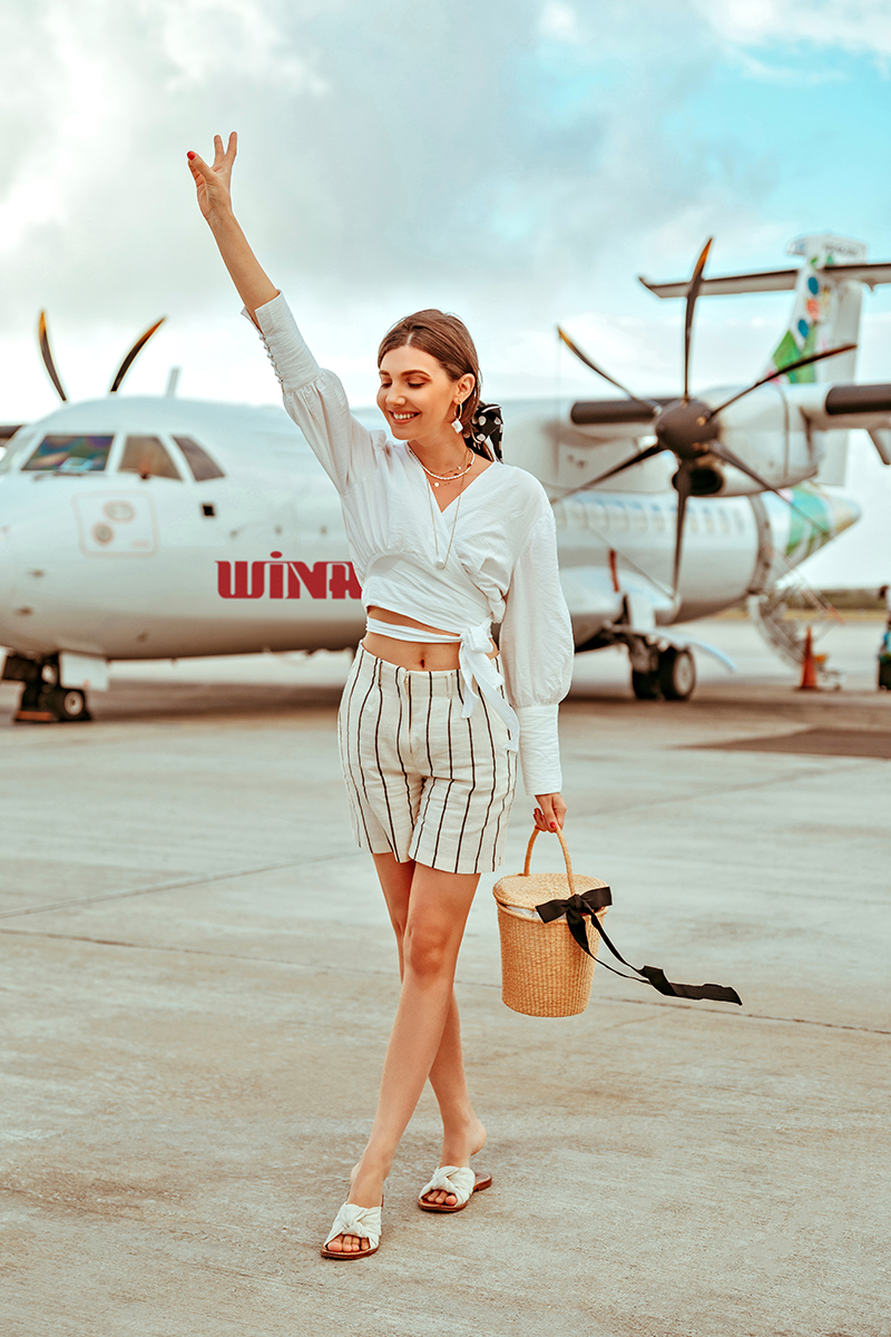 larisa costea,larisa style, larisa costea blog,fashion blog,travel blog, traveler, travel 201,january 201 holidays, vacation,best vacation,best destination, fashion travel, airport outfit, winair,aruba,curacao,flight from aruba to curacao,dutch islands,atilles, jet set, charter flight,short flight, island flight, trip toaruba,trip to curacao, fashion girl traveling, airport pictures, traveler pictures, zbor scurt, linen shorts,na-kd shorts, shopbop, soludos slippers,rayban sunnies, white chicwish shirts, straw basket bag, sensi studio, polka dots hair bow, chic outfit,ootd, outfit inspiration, pearls, shell earrings, shell necklace, travel in style, passport