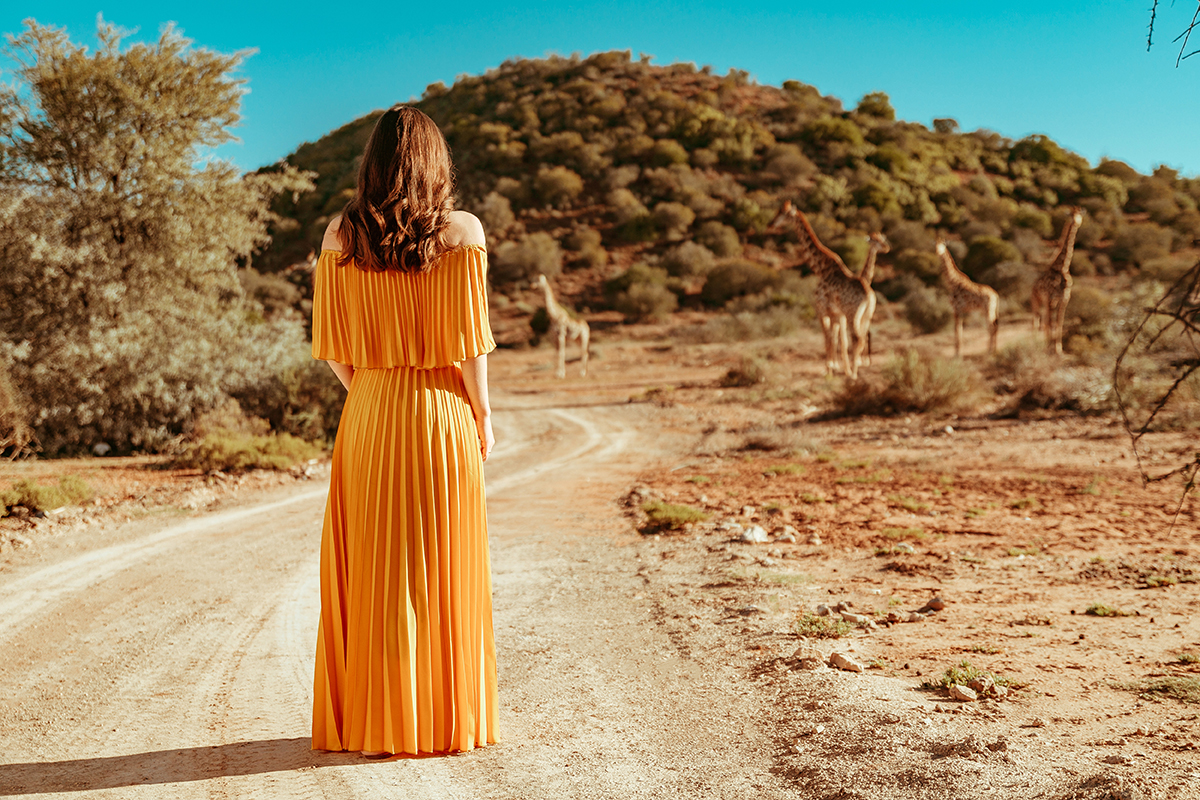 larisa costea, larisa costea blog, larisa style, larisa in south africa, south africa, africa de sud, destinatie de vis, 2019, vacation, best vacation, holiday, best hotels, paradise, giraffes, giraffe, yellow dress, pleates dress, chicwihs, long dress, shopbop, madewell, blogger, travel blogger, traveler, fashion clogger, lifestyle, africa, outdshoorn, animals, wild animals, buffelsdrift, buffelsdrift game lodge, game reserve, game lodge, safari