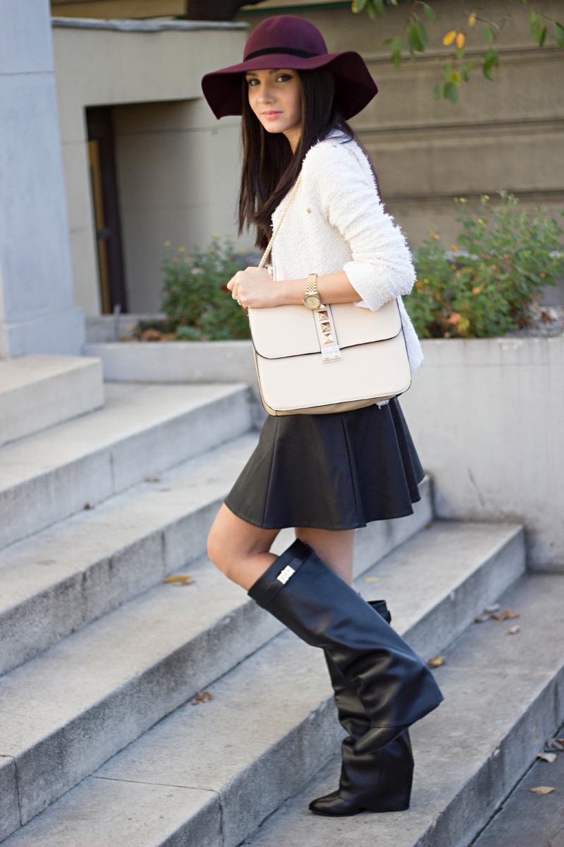Fedora and leather skirt – Larisa Costea
